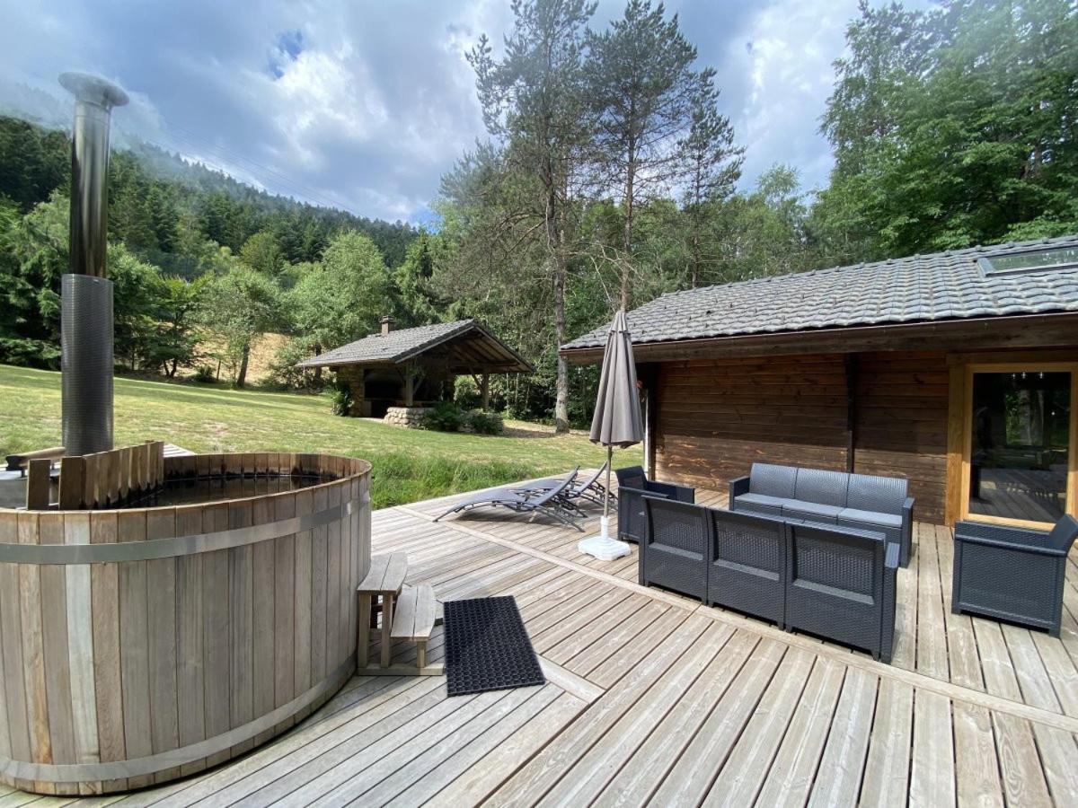 Le Fishing Lodge Chalet En Bois Avec Bain Nordique La Bresse Luaran gambar