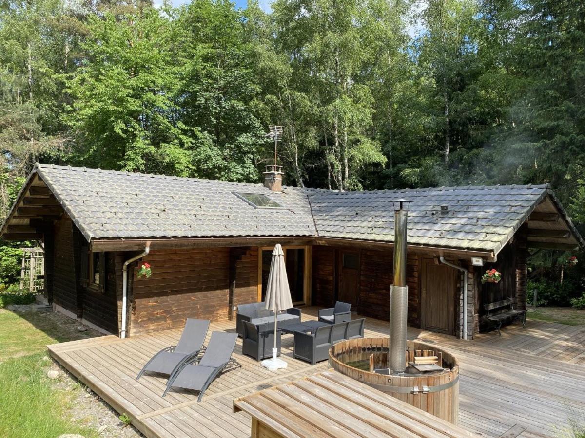 Le Fishing Lodge Chalet En Bois Avec Bain Nordique La Bresse Luaran gambar